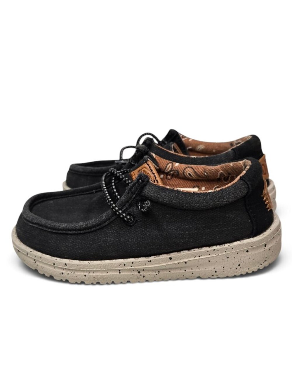 Hey Dude Wally Toddler Washed Canvas Sneakers Kids Black Slip On Size TD8